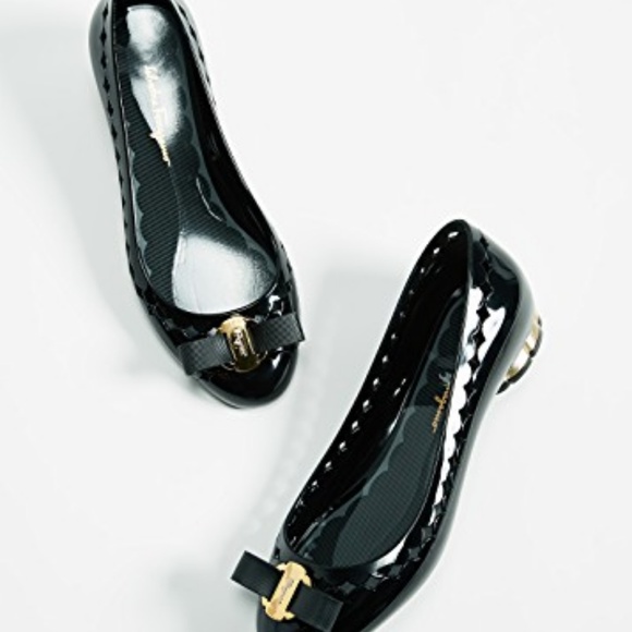 Salvatore Ferragamo Black Jelly Ballerina flats 7 - Picture 1 of 3